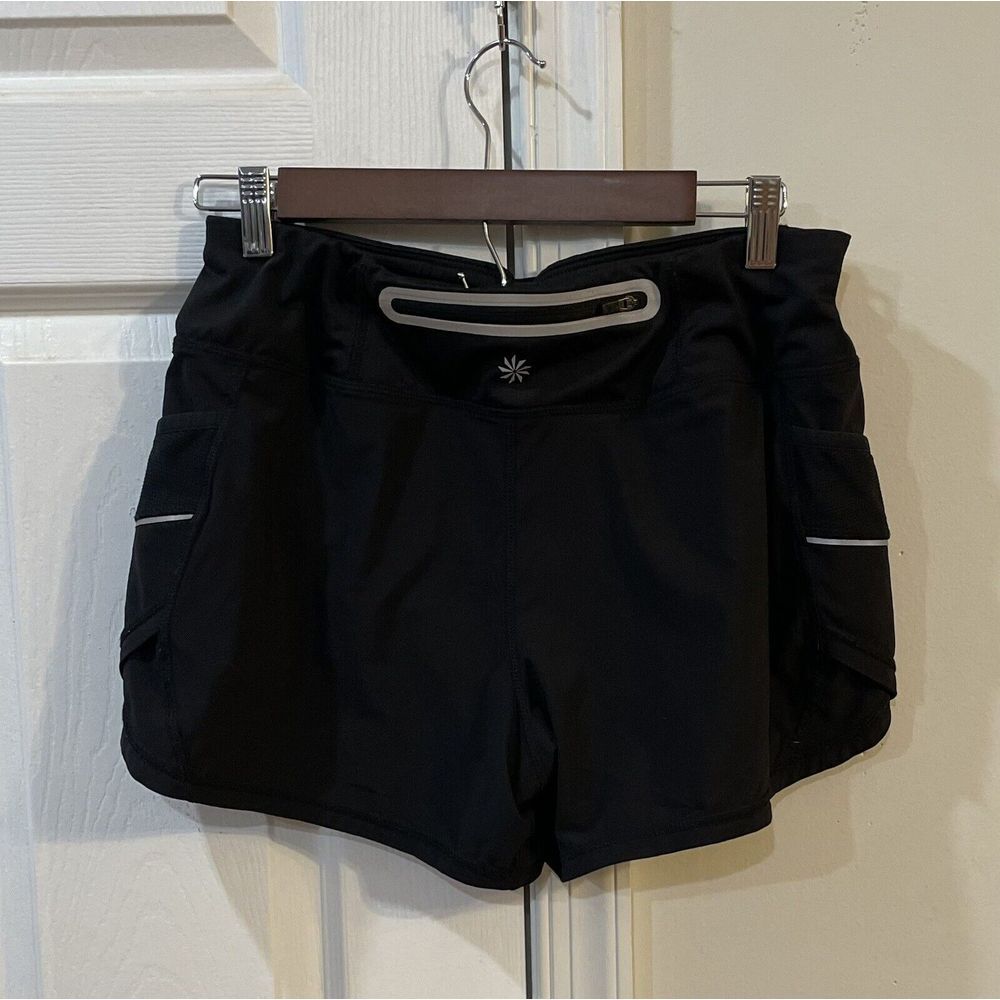 Athleta Women's Running Shorts Sz S Built In Briefs Pocket On Back Black - Picture 2 of 3